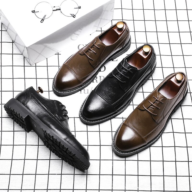 Formal shoes men lace-up business shoes polished oxford flats England style dress shoes gentleman z324