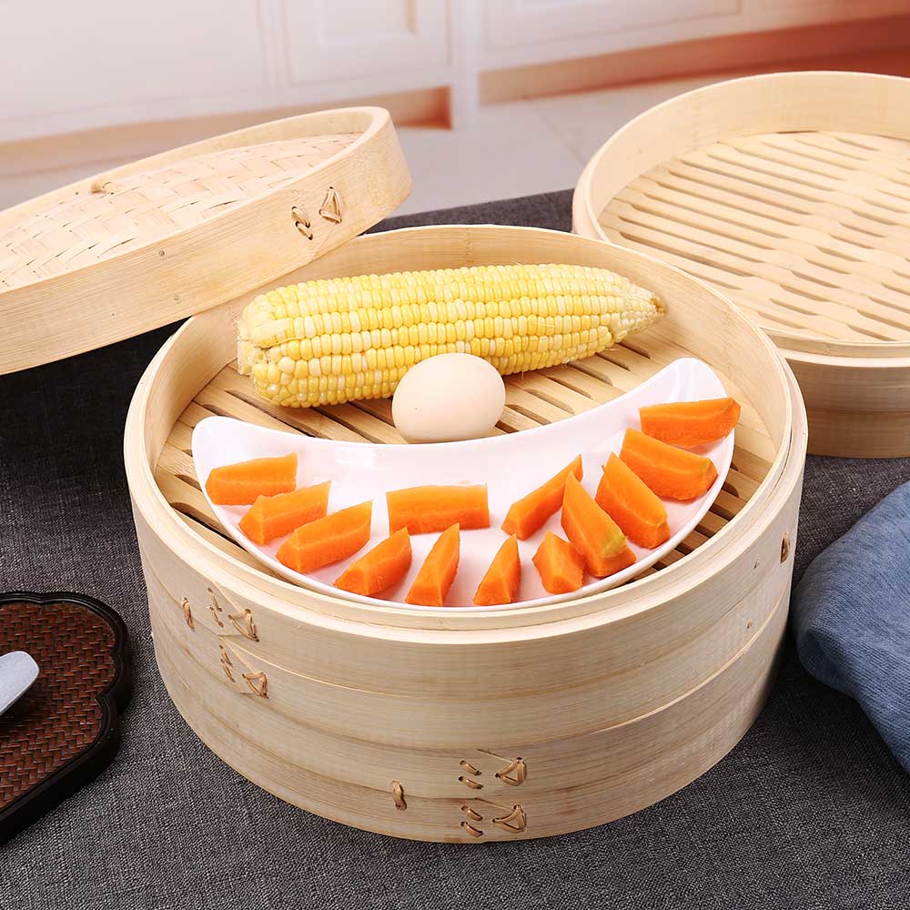 Bambus Dampf Dampfer Herd Korb Knödel Dim Sum Frühstück Gedämpfte Brötchen Knödel Eier Fisch Home Business Verwenden Hand Poliert