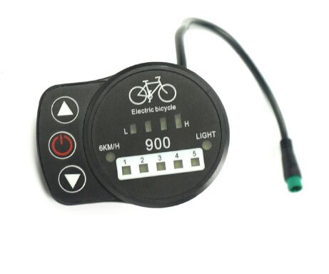 Pantalla LED para bicicleta eléctrica, accesorio funcional de 24V, 36V, 48V, 900 con 5 niveles y 6KM/hora