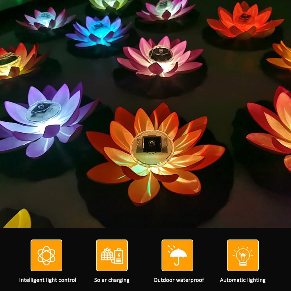 Zonne-energie Led Blume Licht Künstliche Lotus Vorm Schwimm Brunnen Teich Garten Zwembad Lampe Led Petersdom Nacht Licht Solar Zwembad Licht