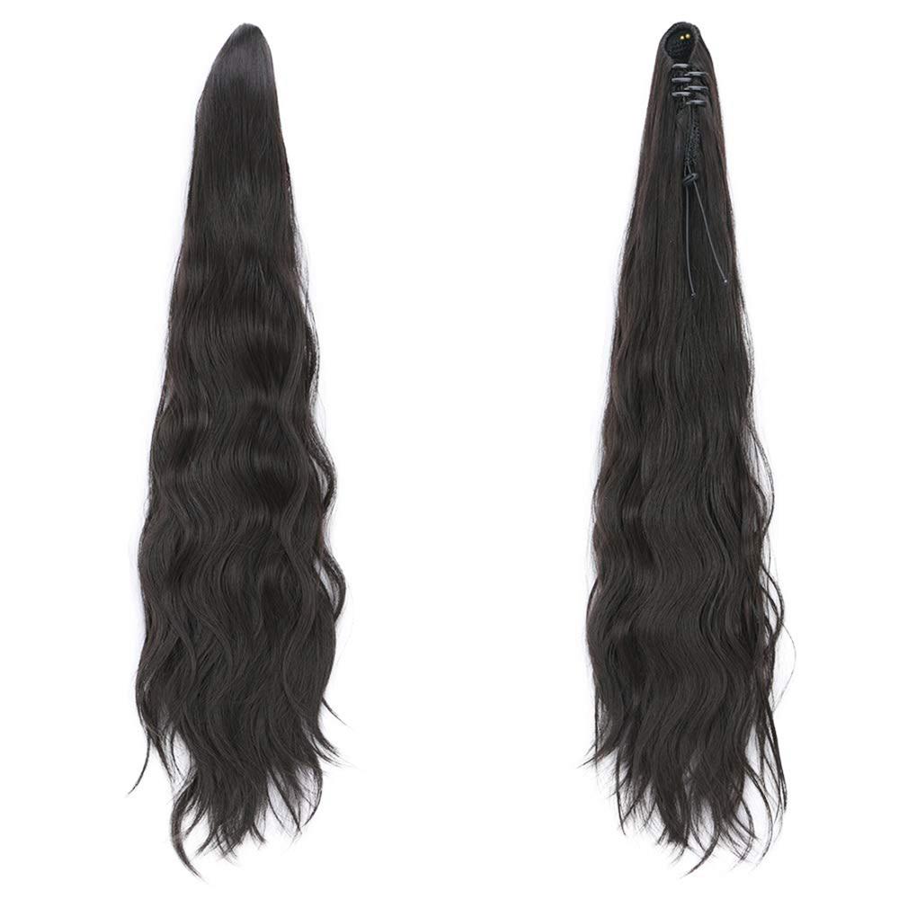 CHARMINGHeat Slip Synthetisch Haar 150g 24inch Golvend Claw Clip in/op Paardenstaart Hair Extensions: blackbrown / 1 PC