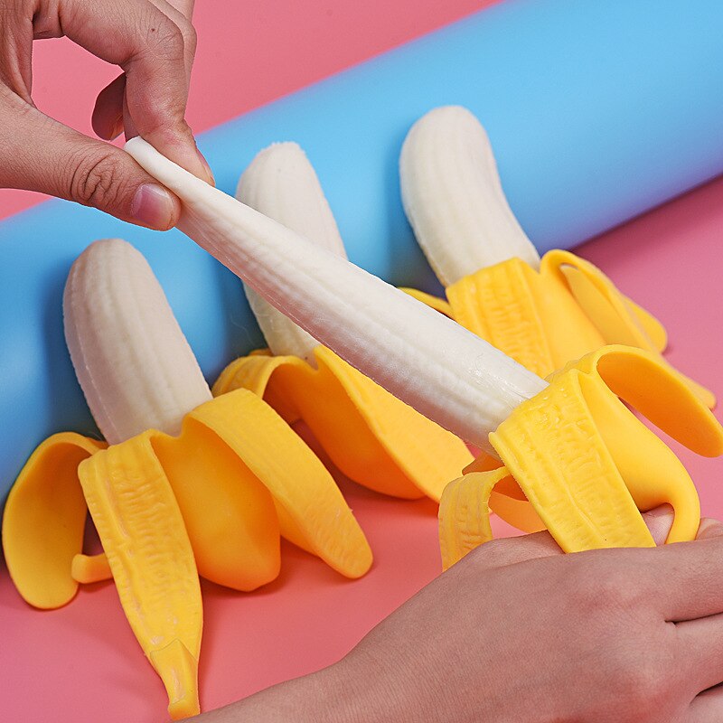 Juguetes para niños pelando Banana sonrisa exprimiendo juguetes de descompresión broma Banana juguetes antiestrés para niños