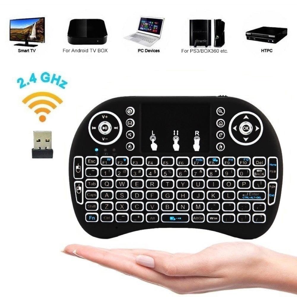 3 Kleuren Backlight Mini Wireless Keyboard 2.4Ghz Touchpad Afstandsbediening Mechanische Toetsenbord Muis Voor Mini Smart Android Tv Box