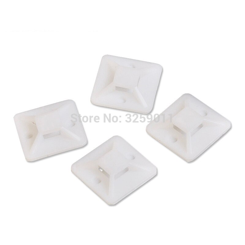 20 stk selvklebende kabelfester 40 mm *40 mm bil nylon metalltråd glipper klipp baseholder fikser organizer selvklebende klemme hvit