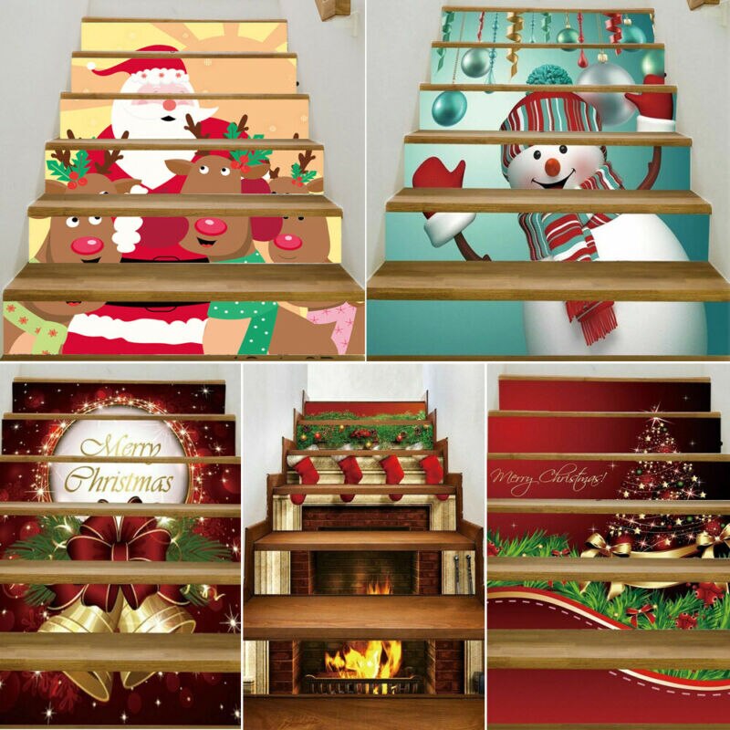 Stairway Stickers Family Stair Riser Decor 3D Christmas Decorative Stair Decal Stairs to Stick Home Decoration Posters