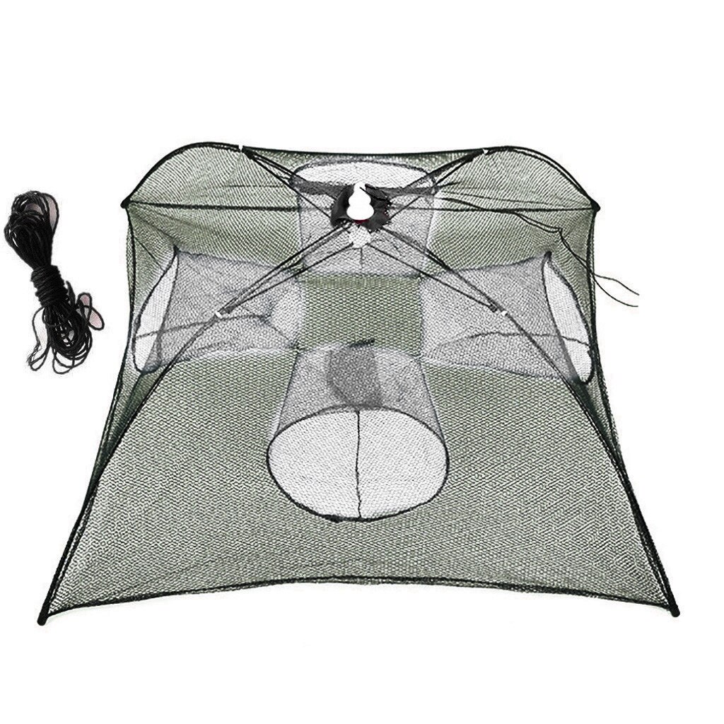 Rede de pesca automática reforçada, rede de pesca de 4-20 buracos gaiola de camarão, nylon, dobrável, armadilha para caranguejo e peixe, rede de fundição, dobragem de fundição: 4 Sides 4 Holes