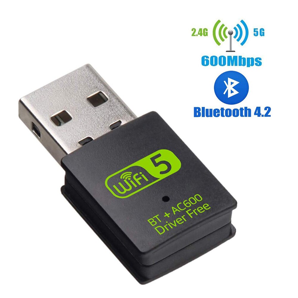 Usb Wifi Bluetooth Adapter 600Mbps Dual Band 2.4/5Ghz Draadloze Externe Ontvanger Mini Wifi Dongle voor Pc/Laptop/Desktop: Default Title