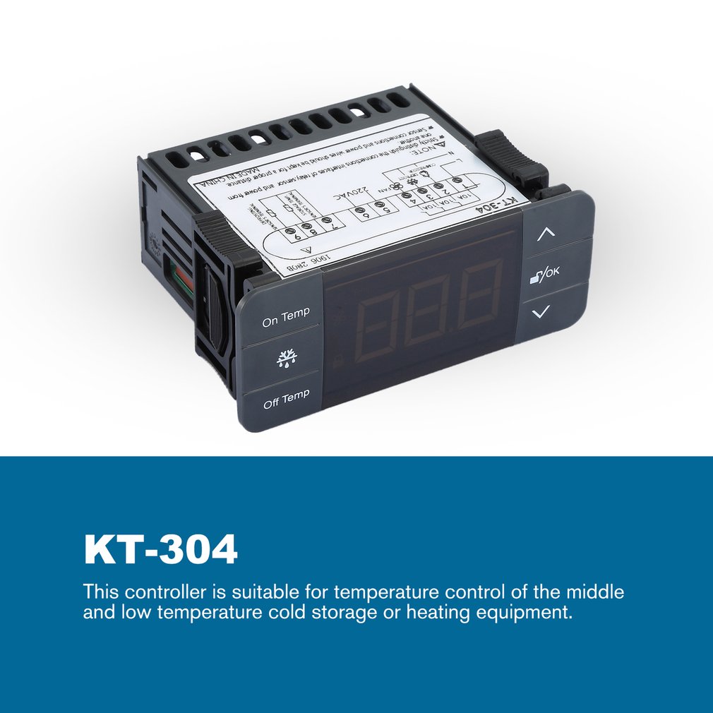 Kt -304 digital temperaturregulator termoregulator termostat termoelementføler med køleafrimningsventilatorfunktion