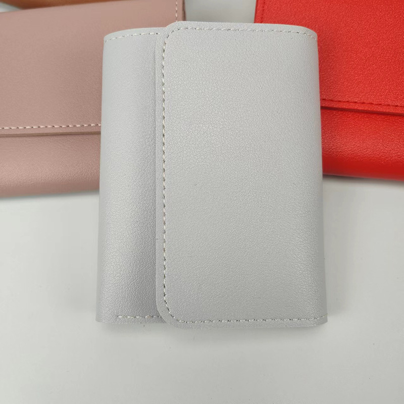 Nuevas carteras bonitas para mujer, tarjetero pequeño con cerrojo para chica, monedero de cuero PU, cartera para mujer, monederos cortos para mujer: Beige