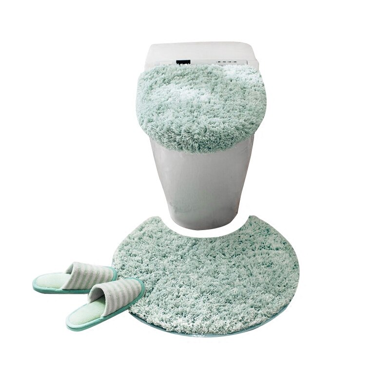 3pcs/Set Plush Solid Color Toilet Set Seat Cover Rug Potty Sets Thick Toilet Ring Set Bathroom Mat Overcoat Toilet Case