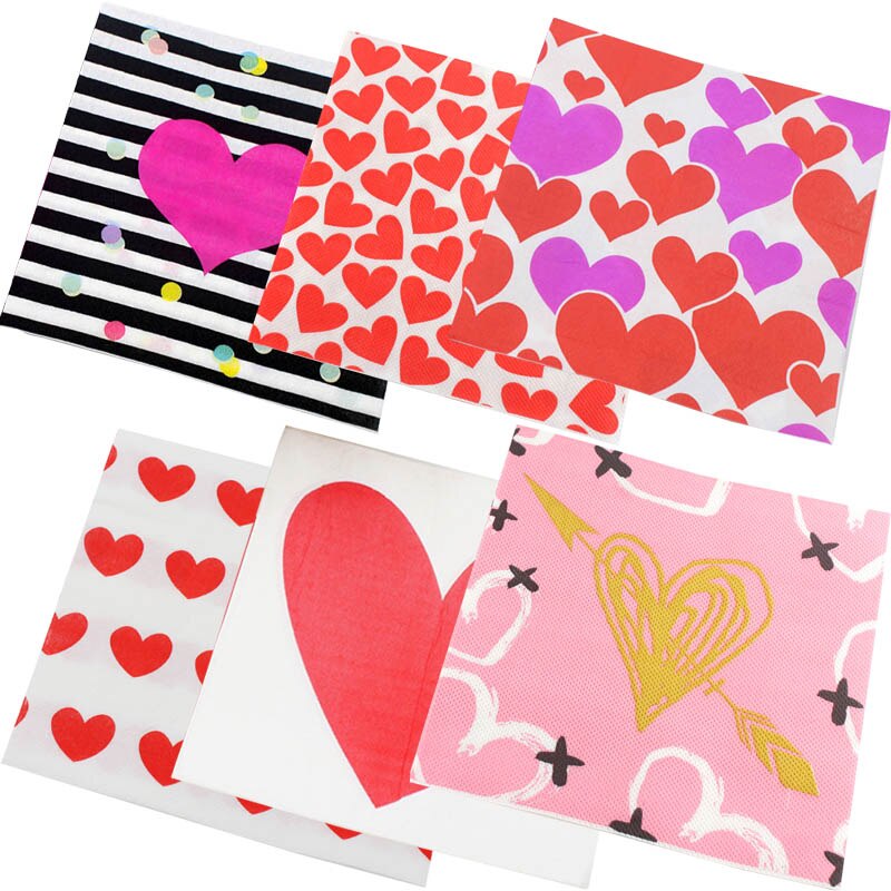 Liefde Hart Tafel Papieren Servet Voor Valentijnsdag Сервировочная Салфетка I Love U Tissue Handdoek Verjaardagsfeestje Bruiloft Decoratie