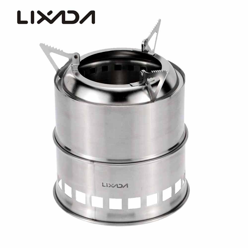 Lixada Portable Lightweight Stainless Steel Wood Stove Alcohol Stove Burner Outdoor Cooking Picnic BBQ Camping Hiking