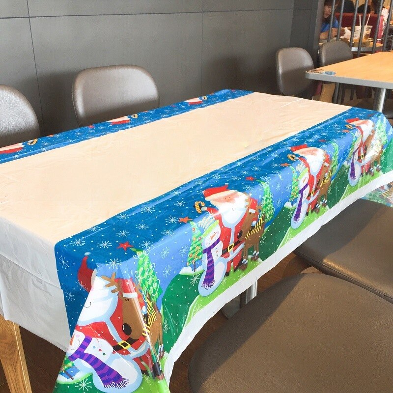 3pcs Disposable Christmas Tablecloth Xmas Tree Santa Table Covers for Christmas Party Navidad Kitchen Dining Table Cloth Decors