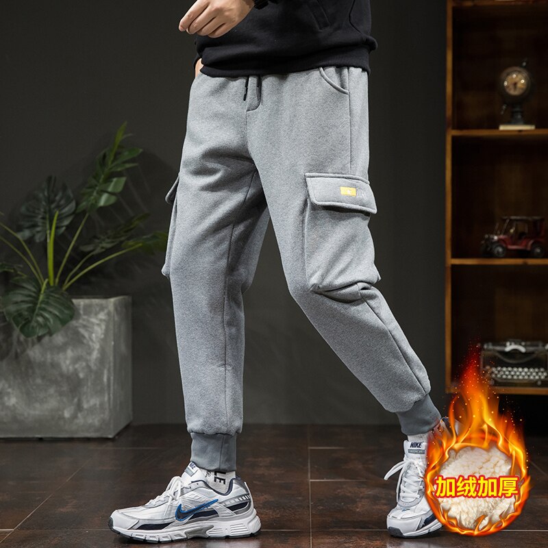 dicke Vlies Jogger Herren Hosen Baumwolle Schlauch Männlichen Winter Warme Samt Jogginghose Trainingsanzug Jogger Herbst Winter M-4XL