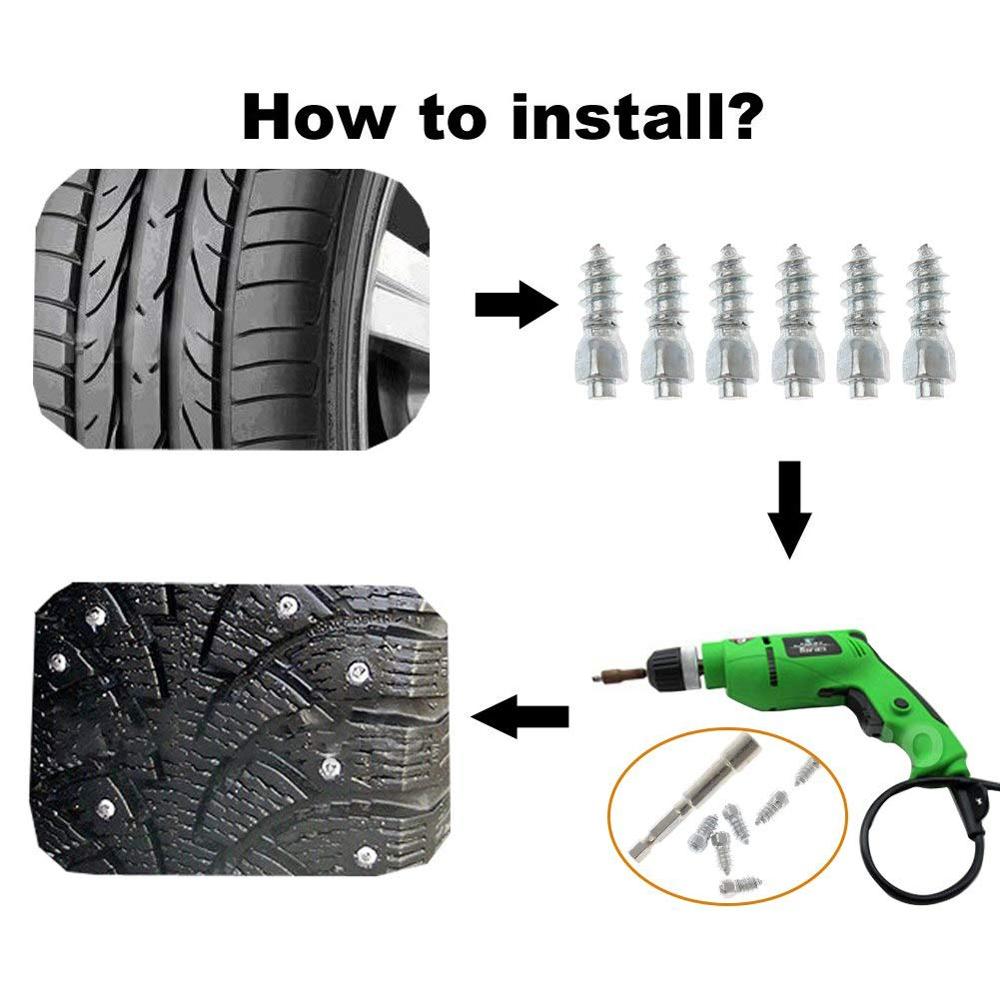 100 st tungsten 12mm däck snökedjor dubbar dubbar för skor atv bil motorcykel tirm däck snökedjor dubbar installationsverktyg