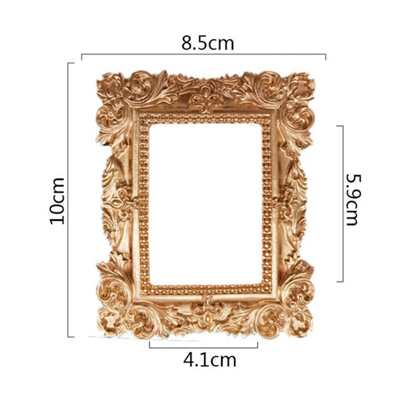 Retro Gouden Hars Mini Fotolijst Ornamenten Vintage Kleine Sieraden Positionering Frame Sieraden Display Props Woondecoratie: 1