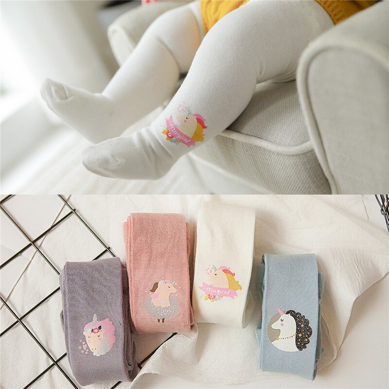 Korean style Baby Unicorn Tights Toddler Big PP pants Spring Autumn Warm Leggings For Infant Clothings Kids Baby Pink Stockings