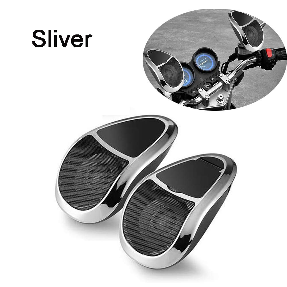 Waterdichte Bluetooth Geluid Motorfiets Stereo Speakers met LED Licht 2 Stuks Silver