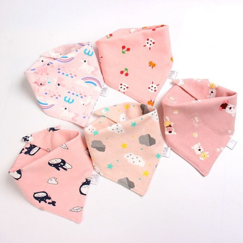 5Pcs Slabbers Bandana Katoen Babyvoeding Schort Driehoek Leuke Baby Slabbetjes Meisjes Jongens Cartoon Voeden Sjaal Kraag Bib burp Doek