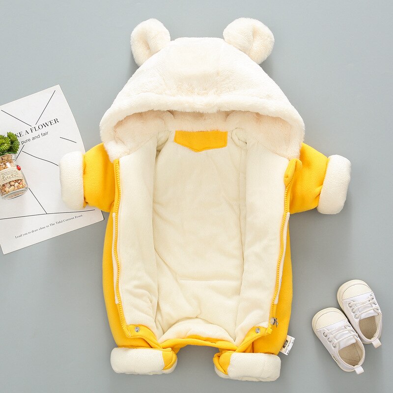 Baby vinter jumpsuit overall til børn overtøj tyk varm bomuld tegneserie nyfødte romper spædbarn tøj baby pige dreng romper