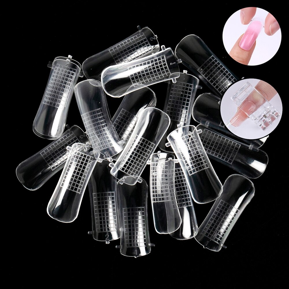 Uñas postizas transparentes, accesorios para manicura y herramientas, funda completa de uña, equipo de arte para construcción rápida, herramienta de maquillaje para extensión de dedos, 20 Uds.