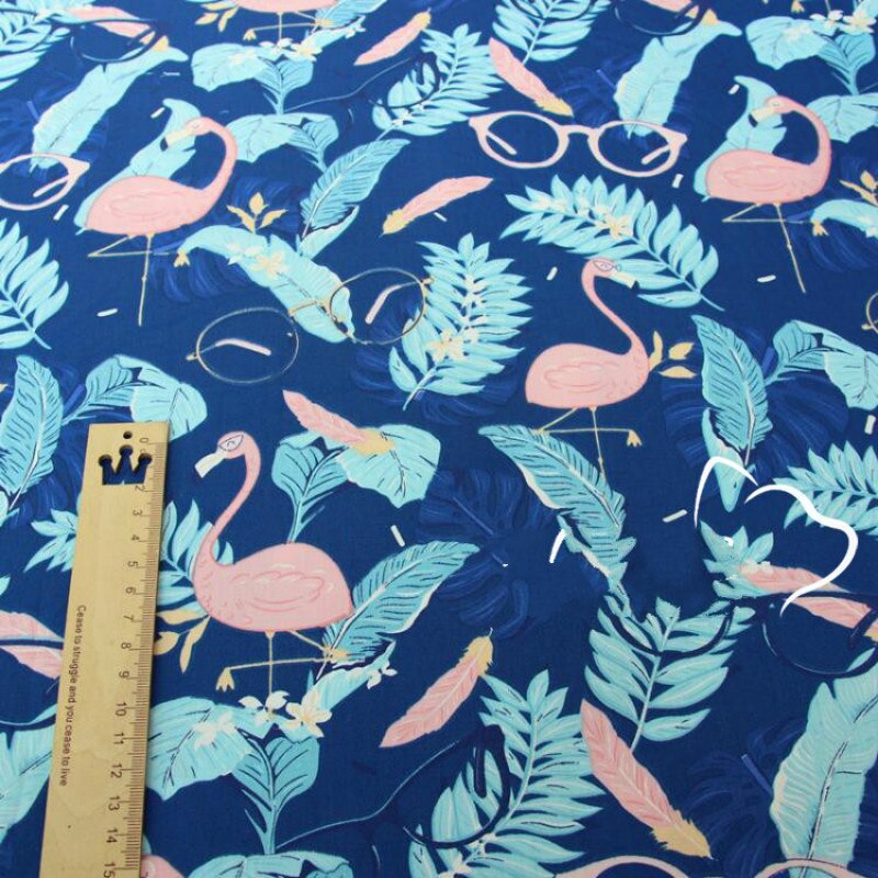 Tela de sarga de algodón con flamencos estampados, ropa de cama de manualidades, costura de retazos y telas de para confección de ropa