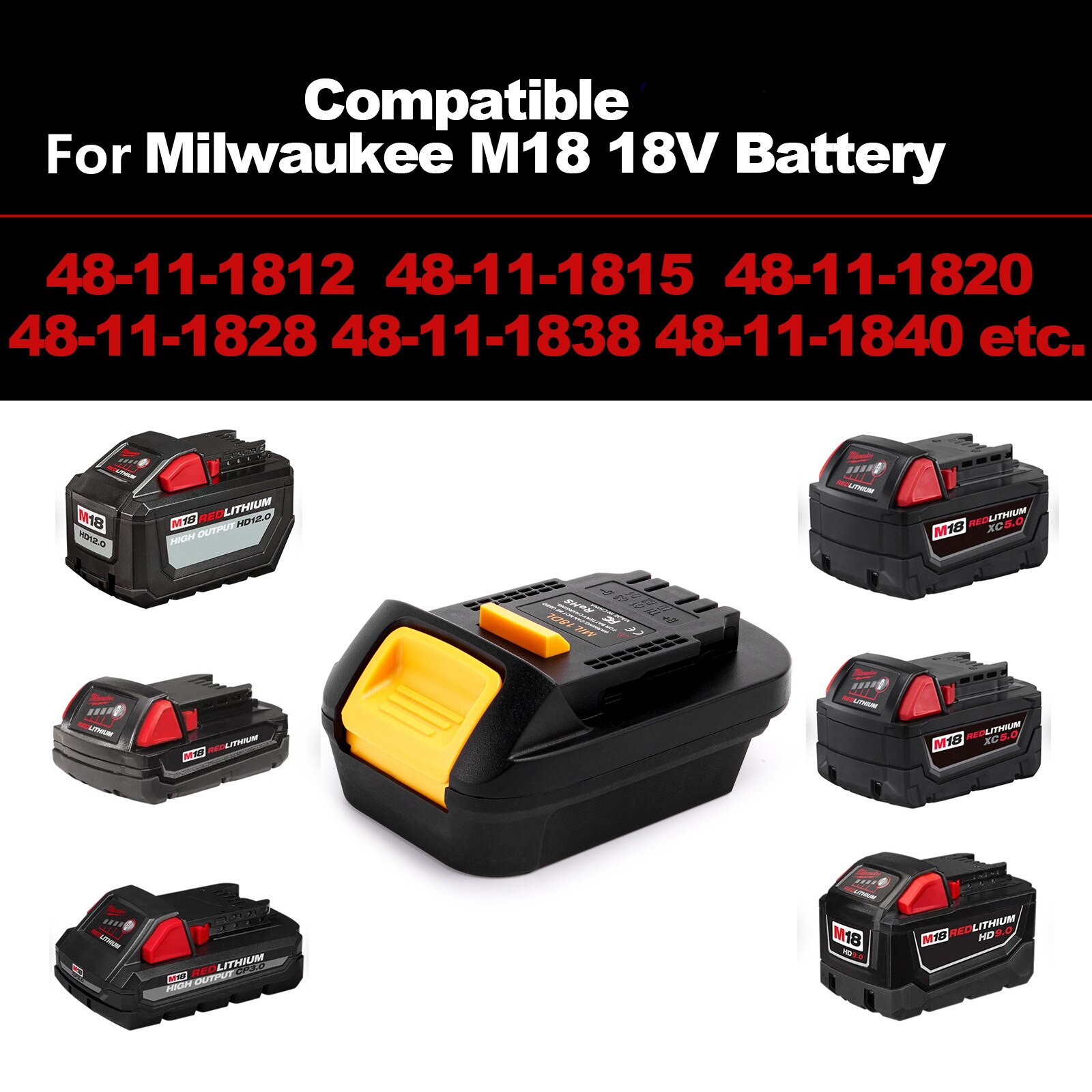 MIL18DL Batterij Converter Adapter Voor Milwaukee M18 Serie Converteren Naar 20 V Batterij Gebruik Voor Dewalt 18/20 Volt Power Tool