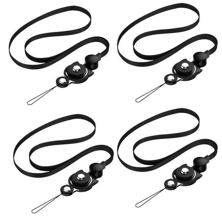 Kawaii Lanyard Riem Voor Telefoon Leuke Kat Vinger Ring Lanyard Voor Mobiele Telefoon Neck Touw Smartphone Accessoires: 4pcs M05 Black