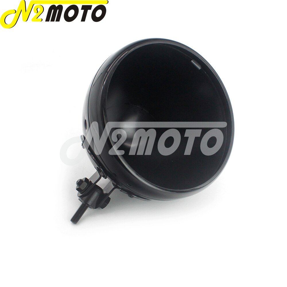 7 "Motorfiets Led Koplamp Schelpen Lamp Led Licht Behuizing Voor Kawasaki Honda Yamaha Harley Chopper Bobber Cafe Racer Custom: Gloss Black