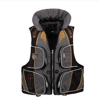 Famosa de chalecos salvavidas marinos para adultos EPE espuma de alta flotabilidad chaleco salvavidas con gran bolsillo chaleco salvavidas para pesca silbato de surf 400D: Gris claro