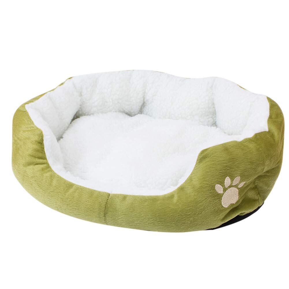 Cama de perro de felpa cálida para dormir, colchoneta para mascotas con cubierta extraíble para perros, gatos, TN99: green / M