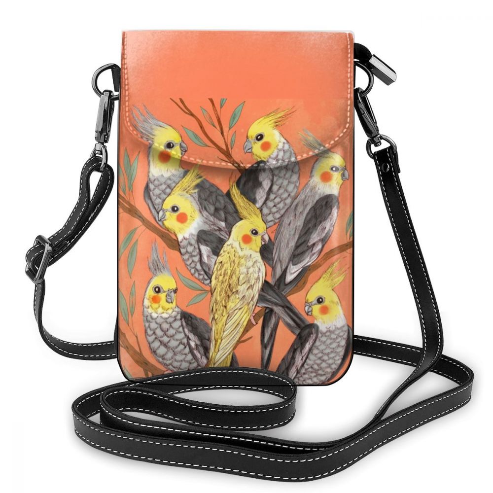 Oranje Schoudertas Oranje Cocktail Celestial Lederen Tas Multifunctionele Student Vrouwen Tas Patroon Crossbody Purse: Cockatiel Fun