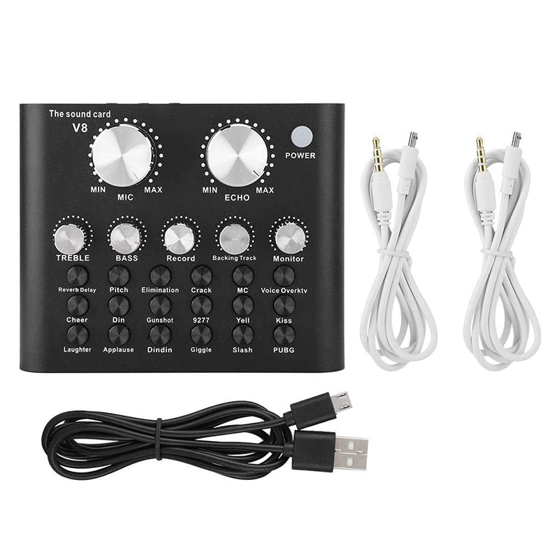 Webcast Sound Card Live Show Soundcard With Audio Interface Audio USB Headset Microphone Personal Entertainment Streamer: V8s