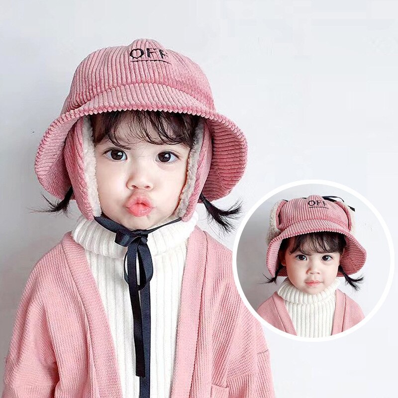 Gorros de dibujos animados Unisex para niño, gorros con orejeras, gorros cálidos con protección para las orejas, accesorios para niño, Otoño e Invierno: Rosa