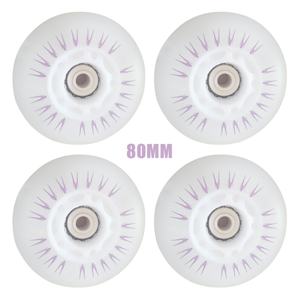 4pcs PU Colorful Safe Inline Roller High Hardness LED Light Sliding Flashing Skate Wheels For Kids Luminous Rollerblade 90A: 80mm