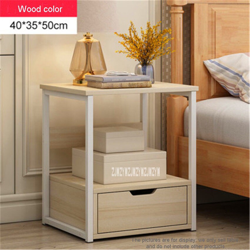 P50A Nordic Simple And Modern Bedside Table Storage Locker Home Bedroom Multifunctional Bedside Storage Locker Simple Cabinet: Wood color