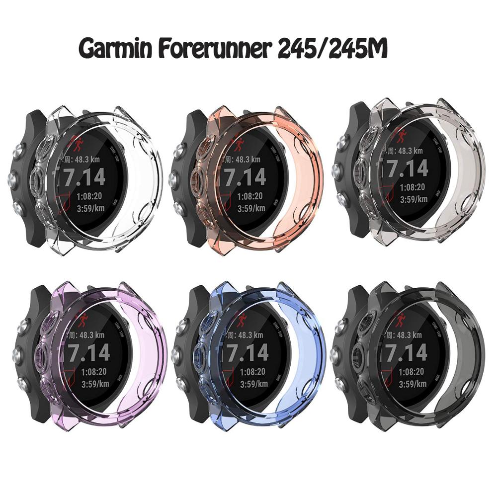 Funda protectora para reloj inteligente Garmin Forerunner 245 645, carcasa transparente de TPU para reloj inteligente