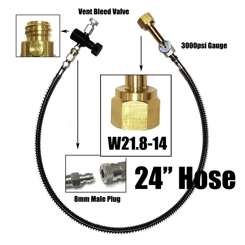 Sodastream Sodaclub Cilinder CO2 Refill Station Adapter Met Slang Op/Off Adapter En W21.8-14 (Din 477) of CGA320 Connector: 24inchW21.8 3000psi