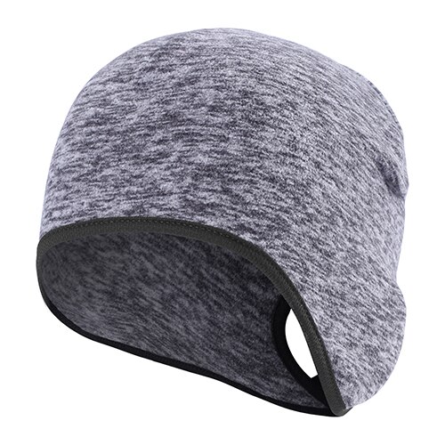 Women's Ponytail Hole Cap Winter Polar Fleece Warmer Bonnet Ear Cover Cold Weather Thermal Bicycle Sweat Hat Bun Skullies Beanie: Gray