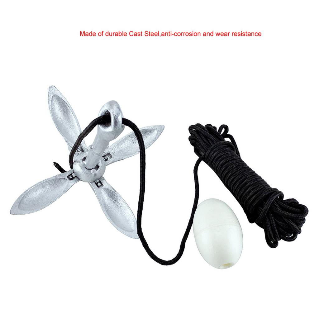 4 tine Mooring Docking Hardware Boat Folding Grapnel Anchor for Small Watercraft