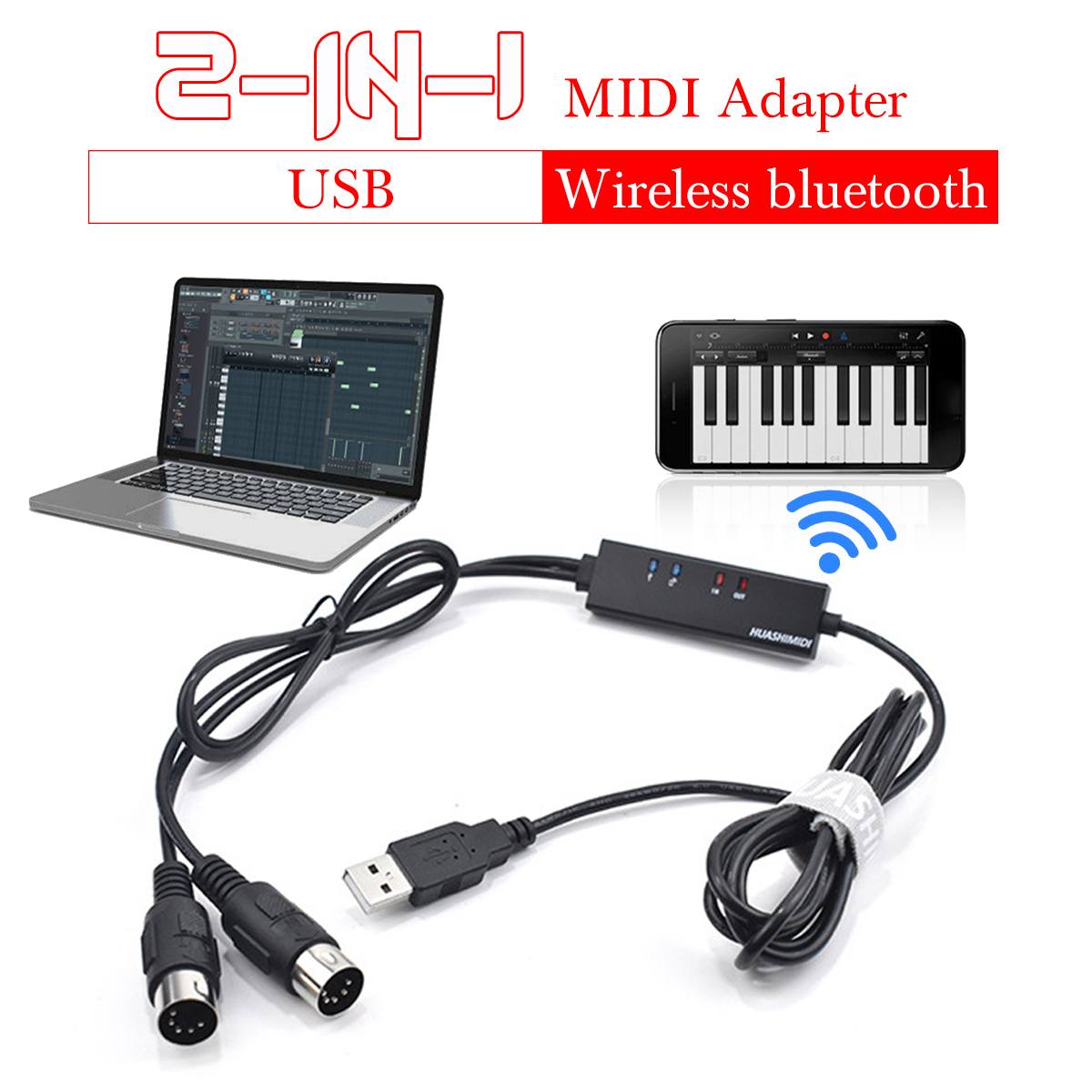 Midi Naar Usb Adapter Kabel Bedraad Bluetooth Draadloze Kabel Adapter Converter Voor Pc Naar Music Keyboard Adapter Cord