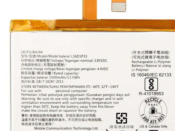 Replacement for Lenovo TAB 7 TB-7504N TB-7504F 1ICP3/84/94 L16D1P33 laptop batteries