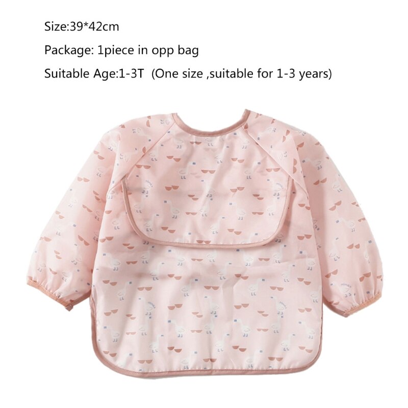 Cartoon Slabbers Waterdichte Baby Eten Bib Met Pocket Kinderen Tekening Lange Mouwen Schort Kids Burp Doek Baby Spullen