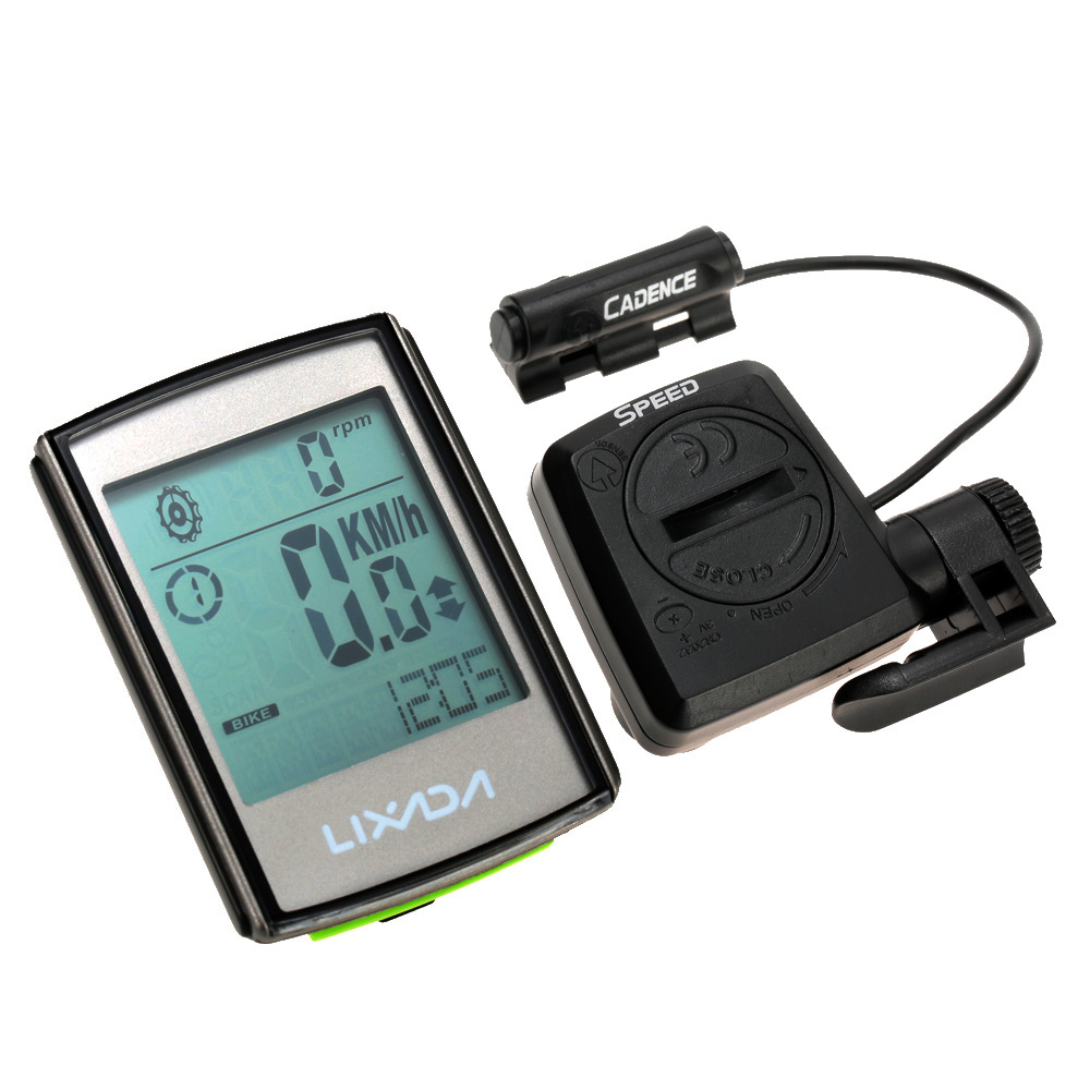 Lixada Multifunctional 2-in-1 Wireless LCD Bicycle Cycling Computer Speed Cadence Water-resistant