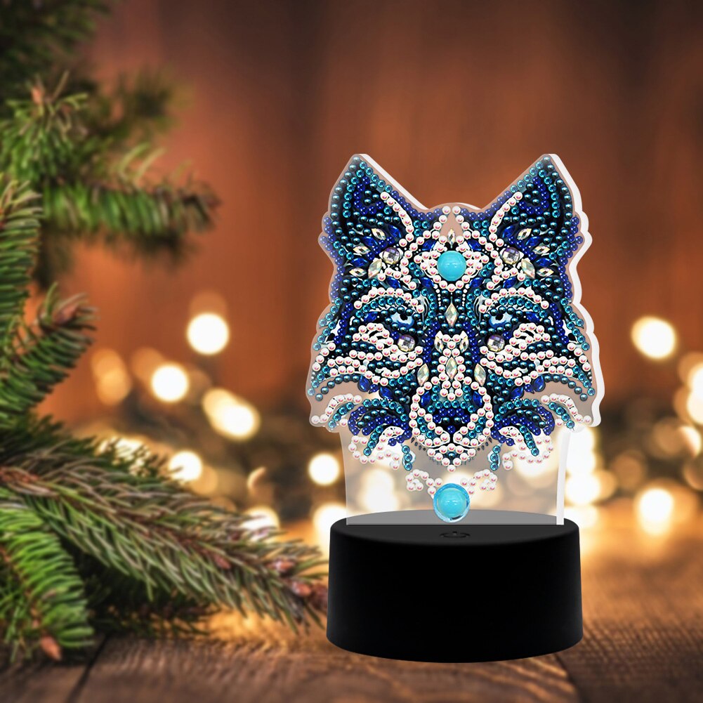 Cuadro de Navidad con diamantes de Navidad, bordado con luz LED, decoración de noche, punto de cruz, artesanal