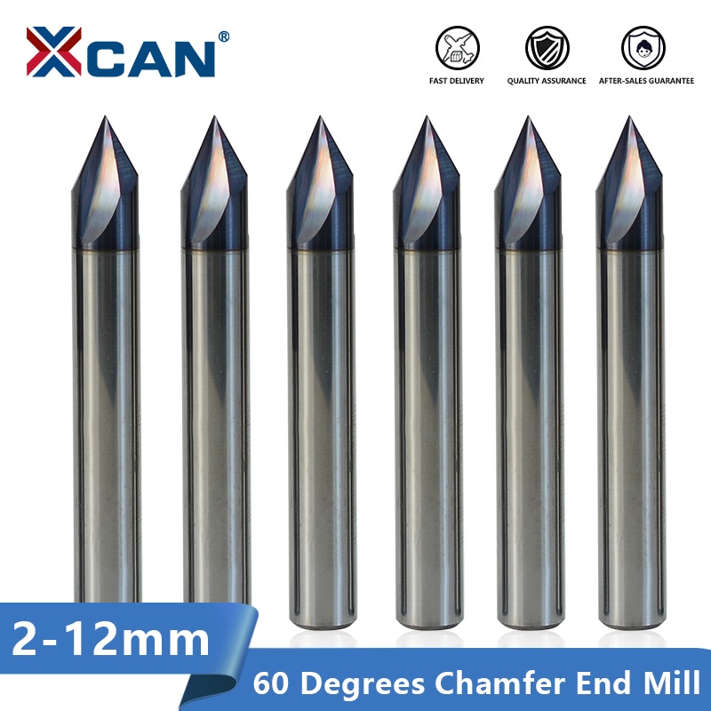 XCAN Carbide Chamfering Milling Cutter 60 Degrees 3 Flutes Deburring End Mill Aluminium Copper CNC Engraving Router Bit