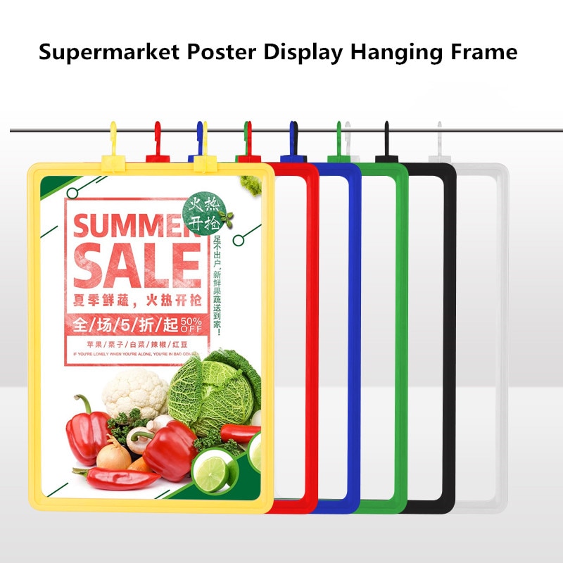 A5 Shelf Hanging Price Label Sign Display Holder Supermarket Product Poster Picture Display Hanging Holder Frame