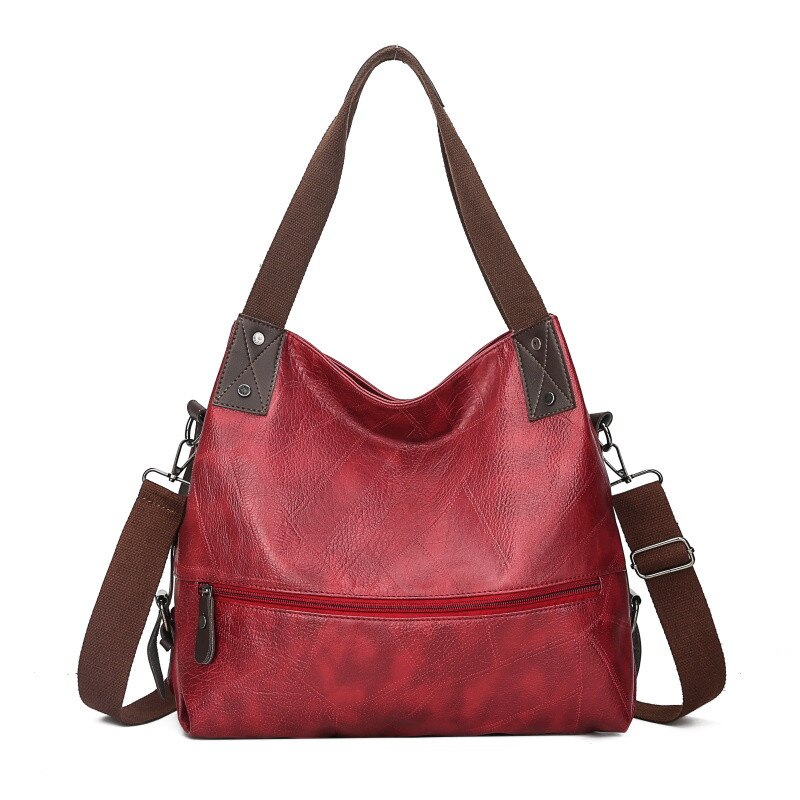 Große Frauen Schulter Taschen Weibliche Große Hobos Tasche Luxus Handtasche oben-griff für Damen retro Vorteil Leder lässig Totes Hand Tasche: rot