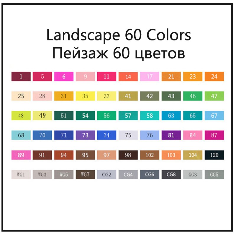 TOUCHNEW Alcohol Gebaseerd Markers Set Twin Glad Inkt Kleur Sketch Marker Pennen Finecolour Tekening Brush Pen Dessin Feutre Alcool: Landscape-60