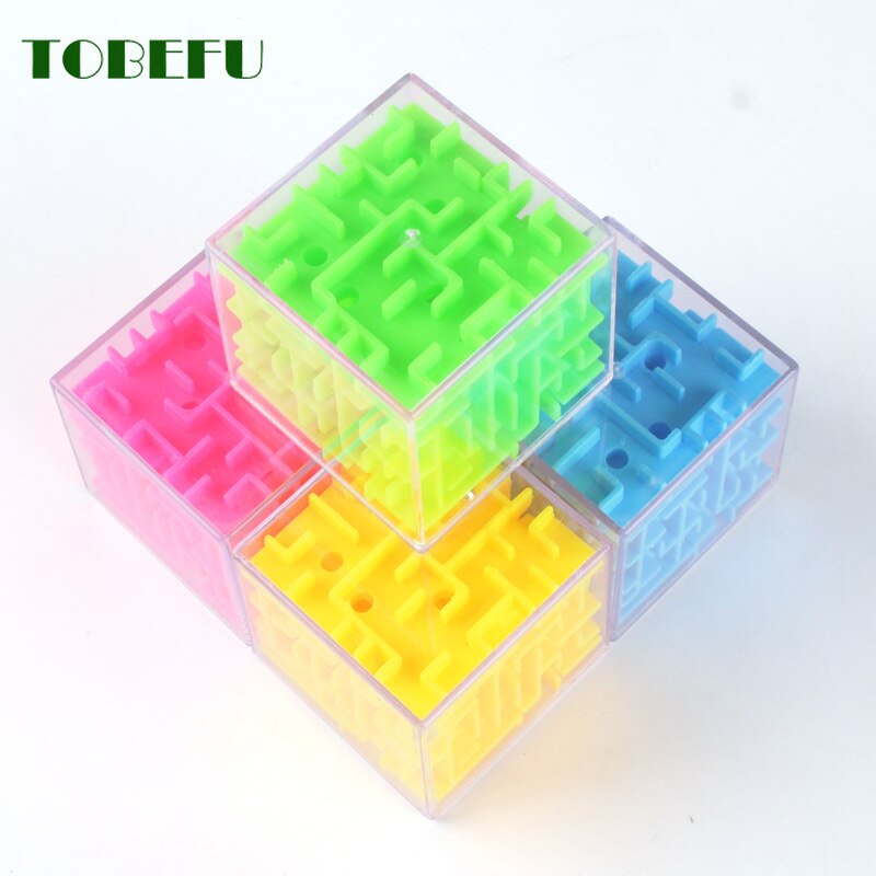 TOBEFU-laberinto 3D de seis caras para niños, cubo mágico transparente, Cubo de velocidad, juego de pelota rodante, laberinto, juguetes educativos